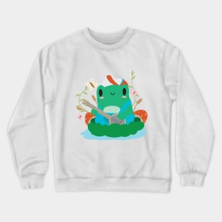 Cottagecore Aesthetic Frog Playing Banjo Mushroom Hat Kawaii Crewneck Sweatshirt